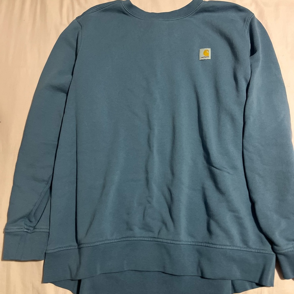 Carhartt Blue Crewneck Sweatshirt with Patch Logo